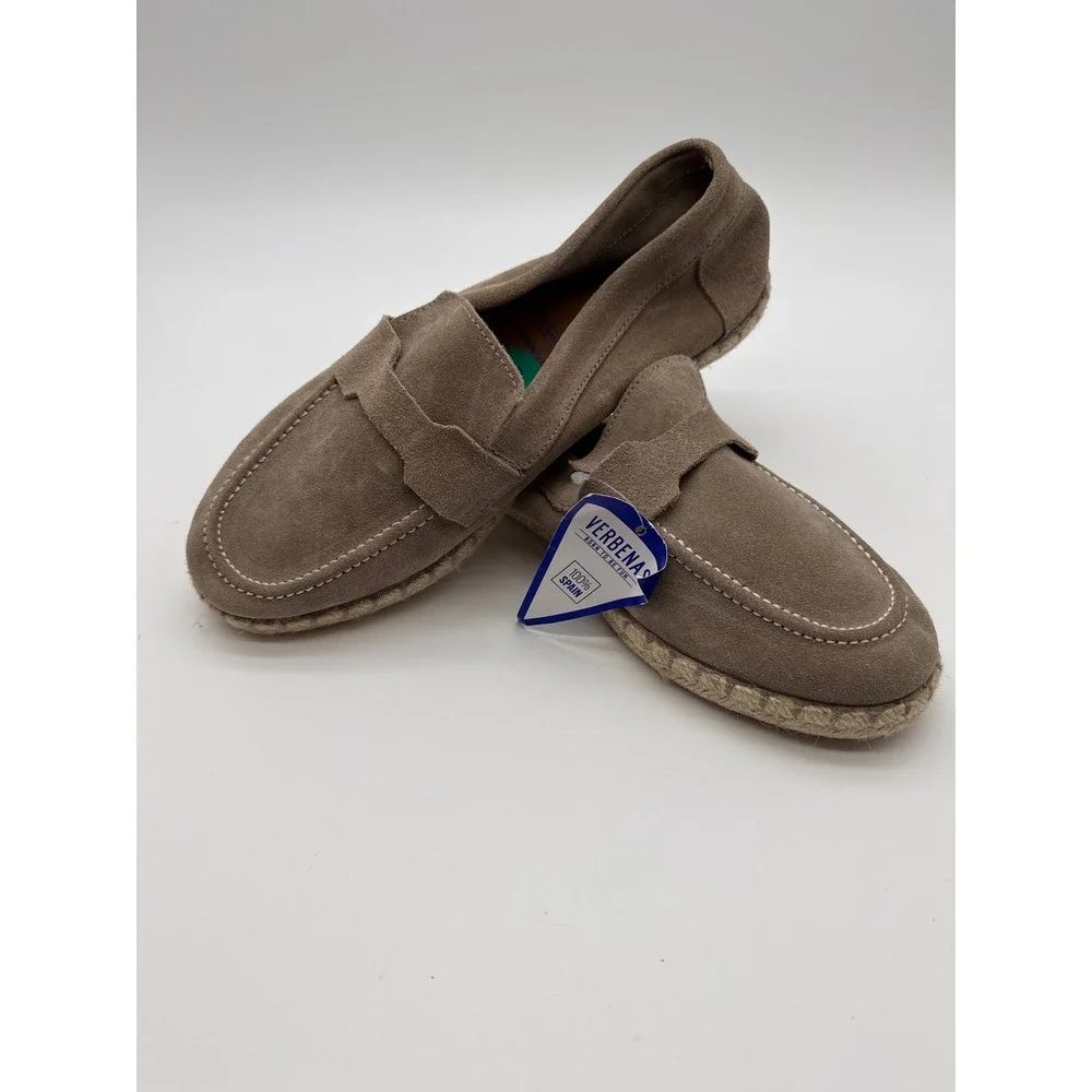 Verbenas Clara Taupe Suede Espadrille Loafers Made in Spain Womens Size 8 New